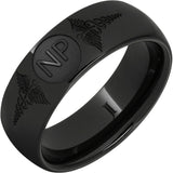 Black Diamond Ceramic Ring With Caduceus - Nurse Practitioner