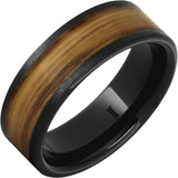 Barrel Aged Black Diamond Ceramic Ring with Rye Whiskey Inlay and Stone Finish