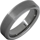 Rugged Tungsten Beveled Edge Ring with Satin Finish