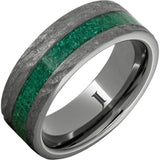 Rugged Tungsten™ Ring with Malachite Inlay and Bark Finish