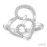 Double Heart Shape Diamond Fashion Ring