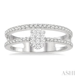 Double Row Oval Shape Lovebright Diamond Fashion Ring