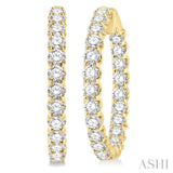 7 Ctw Inside-Out Round Cut Diamond Hoop Earrings in 14K Yellow Gold