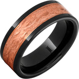 Black Diamond Ceramic Royal Copper Inlay Ring With Hand Carved Surface