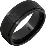 Black Diamond Ceramic Ring With Moon Crater Finish