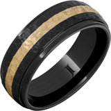 Black Diamond Ceramic Ring with 14K Yellow Gold Inlay