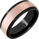 Black Diamond Ceramic 14K Rose Gold Inlay Satin Finish Ring