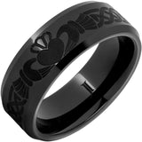 Black Diamond Ceramic Claddagh Ring