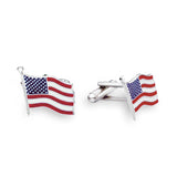 Rhodium Finish American Flag Cufflinks