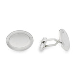 Rhodium Finish Plain Polished 5-Line Oval Cufflinks