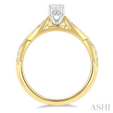 1/2 Ctw Round & Oval Cut Diamond Engagement Ring With 1/3 Ctw Oval Cut Center Stone in 14K Yellow and White Gold