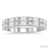1 1/5 Ctw Double Baguette and Round Cut Diamond Fashion Band in 14K White Gold