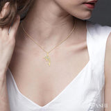 1/10 Ctw Petite Nautical Dolphin Round Cut Diamond Fashion Pendant With Chain in 10K Yellow Gold