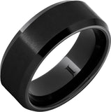 Black Ceramic Ring with Satin Finish and Polished Edges