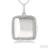1/10 Ctw Square Shape Round Cut Diamond Keepsake Locket Pendant With Chain in Sterling Silver