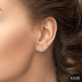 1/6 Ctw Petite Owl Round Cut Diamond Fashion Stud Earring in 10K White Gold
