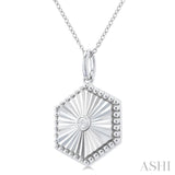 Silver Hexagon Shape Medallion Diamond Pendant