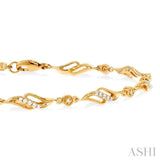1/4 Ctw Art Deco Lattice Kite Round Cut Diamond Fashion Tennis Bracelet in 10K Yellow Gold