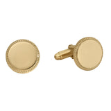 Gold Finish Round Beaded Edge Cufflinks