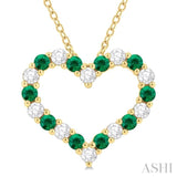 Heart Shape Gemstone & Diamond Fashion Pendant