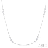 Three Stone Diamond Station Necklace