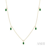 Oval Shape Gemstone & Diamond Station Necklace