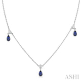 Pear Shape Gemstone & Diamond Station Necklace