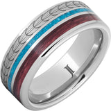 Barrel Aged Serinium® Ring with Cabernet and Turquoise Inlays