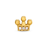 Gold finish sterling silver crown charm with simulated diamonds