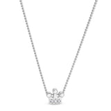 Platinum finish sterling silver crown pendant with simulated diamonds on 18 chain