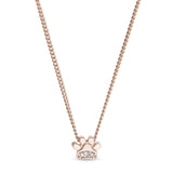 Rose gold finish finish sterling silver paw pendant with simulated diamonds on 18 chain