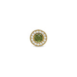 Gold Finish Sterling Silver Micropave Round Simulated Peridot/August Birthstone Charm 