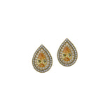 Gold and gold vermeil finish sterling silver earrings with a canary colored stone and simulated diamonds