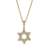 Gold finish sterling silver micropave star of david pendant with simmulated diamonds on 16 - 18 adjustable chain