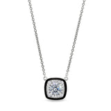 Cushion Cut Black Enamel Necklace