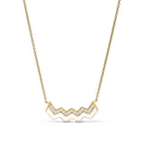 Gold vermeil sterling silver micropave ups and downs necklace with white enamel and simulated diamonds - 16 - 18 adjustable