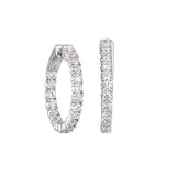 Platinum finish sterling silver micropave 2.5  hoop earrings with simulated  diamonds