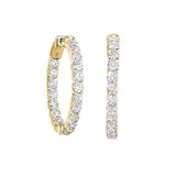 Large Hoop Earrings with Prong Set Inside Out Simulated Diamonds