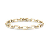 Gold vermeil sterling silver micropave open links bracelet with simulated diamonds.  - 7.5