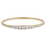 gold vermeil sterling silver single row flexible bracelet with large graduated simulated diamonds