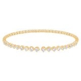 gold vermeil sterling silver open top flexible bracelet with graduated simulated diamonds
