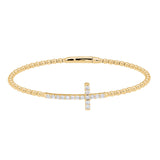 gold vermeil sterling silver cross flexible bracelet with simulated diamonds