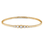 gold vermeil sterling silver flexible bracelet with 5 graduated  bezel set simulated diamonds