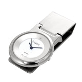 Stainless Round Face White Dial Hinged Watch Money Clip