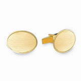 14K Yellow Gold Large Oval Cufflinks W/Engine-Turned Border