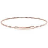 Rose Gold Finish Sterling Silver Opening Corean Cable Bangle Bracelet with High Polished Bar