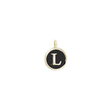 Gold Finish Sterling Silver Black Enamel Initial Charm - L