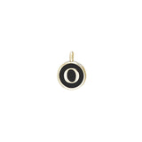 Gold Finish Sterling Silver Black Enamel Initial Charm - O