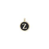 Gold Finish Sterling Silver Black Enamel Initial Charm - Z