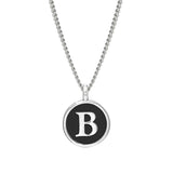 Black Enamel Initial Pendant
